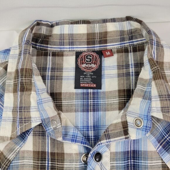 Sportier Men’s Western Wear Pearl Snap Button Down Plaid Shirt - Medium - Picture 13 of 14